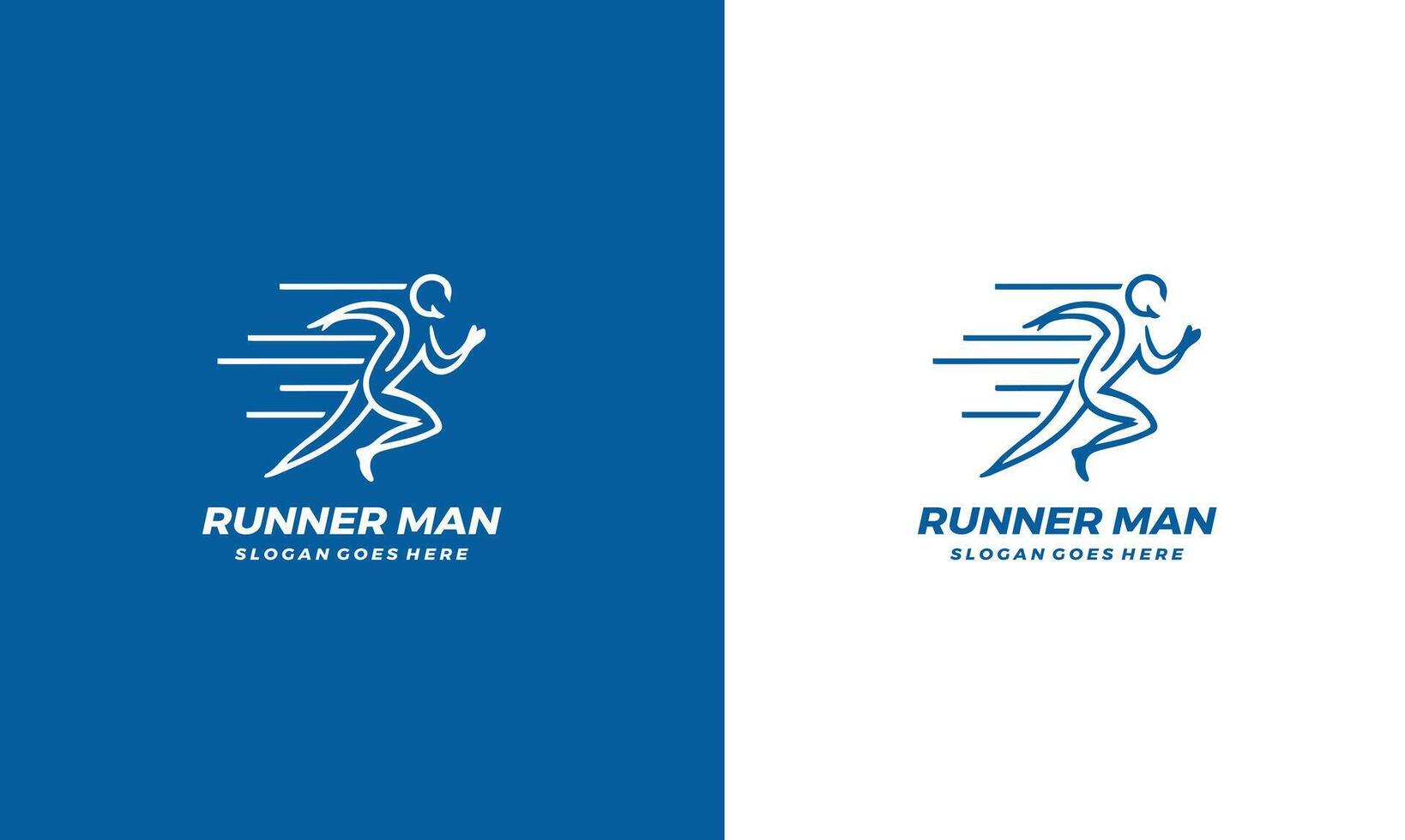 Runner Man silhouette Logo, running club or sports club with slogan template Pro . vector