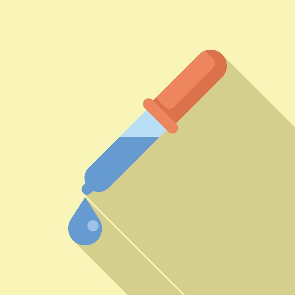 Chemical pipette dropping blue liquid icon vector