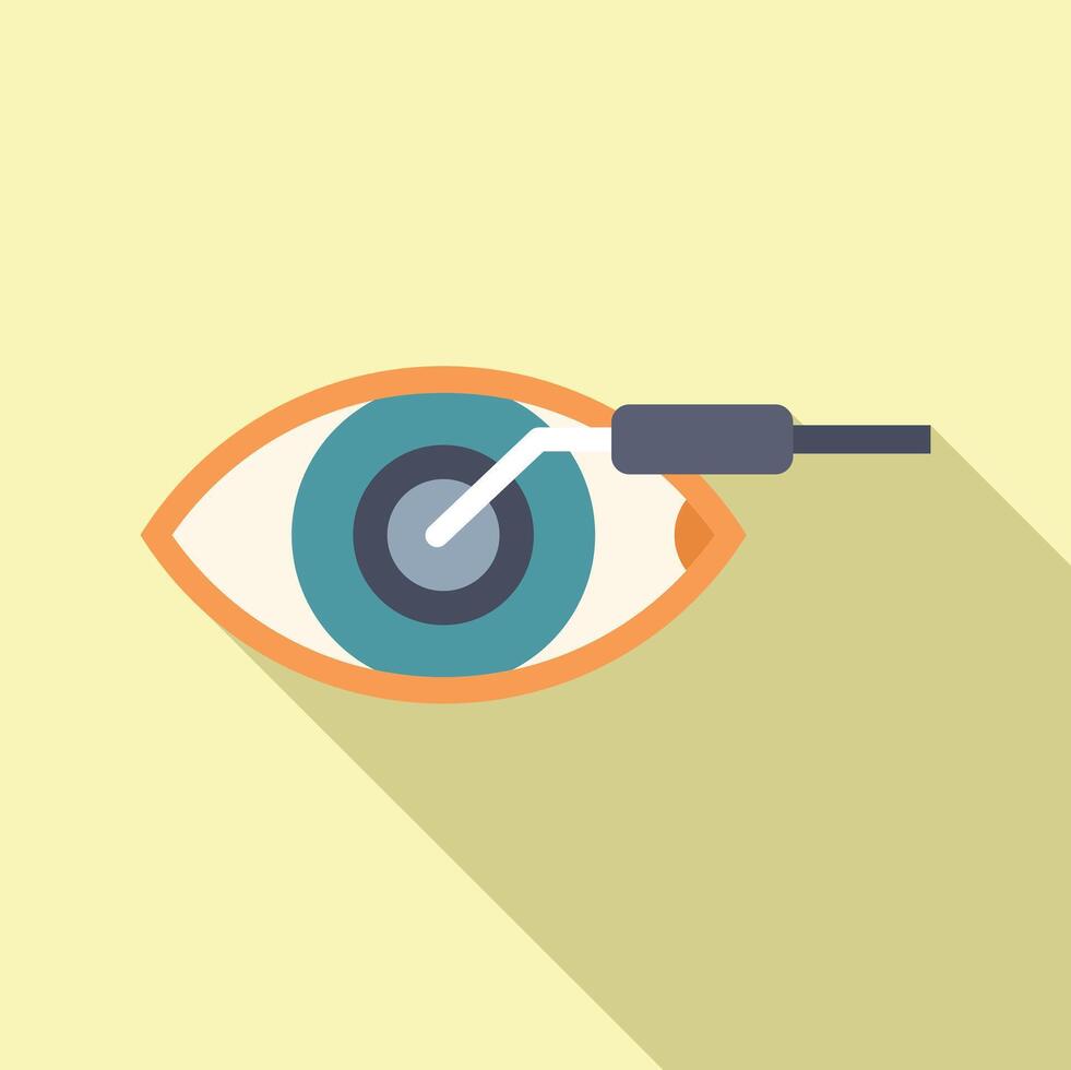 Ophthalmologist examining eye with medical instrument icon vector