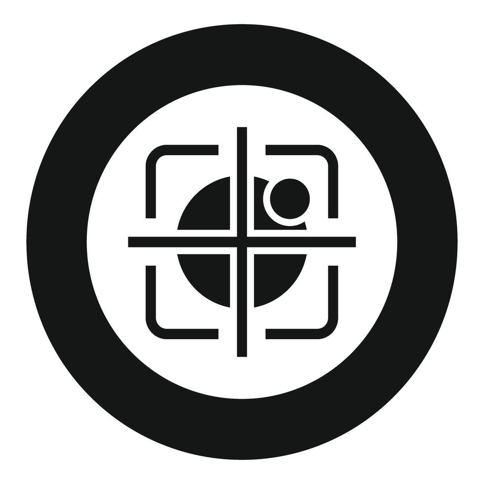 Radar detecting target in crosshair icon in circle round black simple style vector