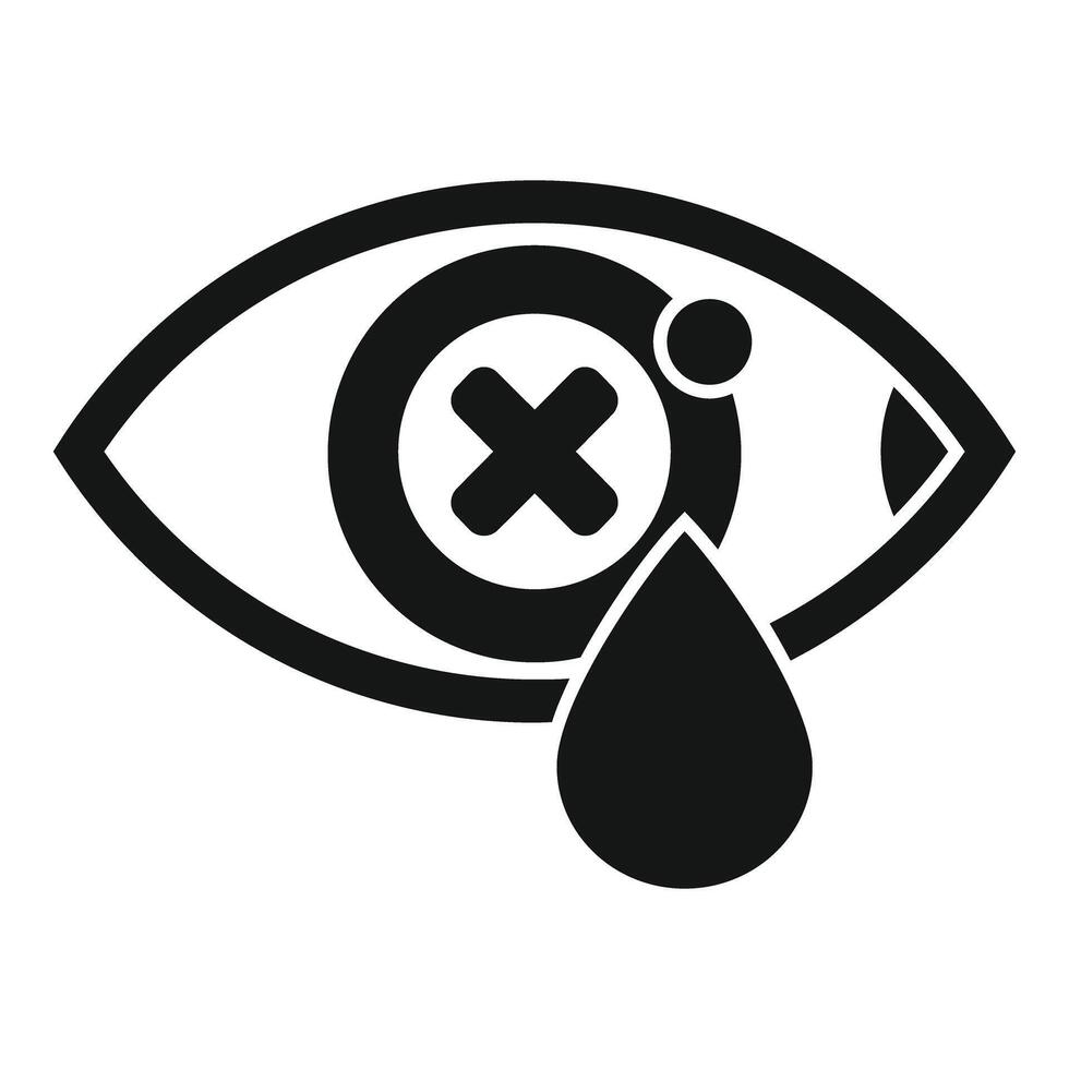 Eye crying with tear and cross sign showing concept of lost vision vector
