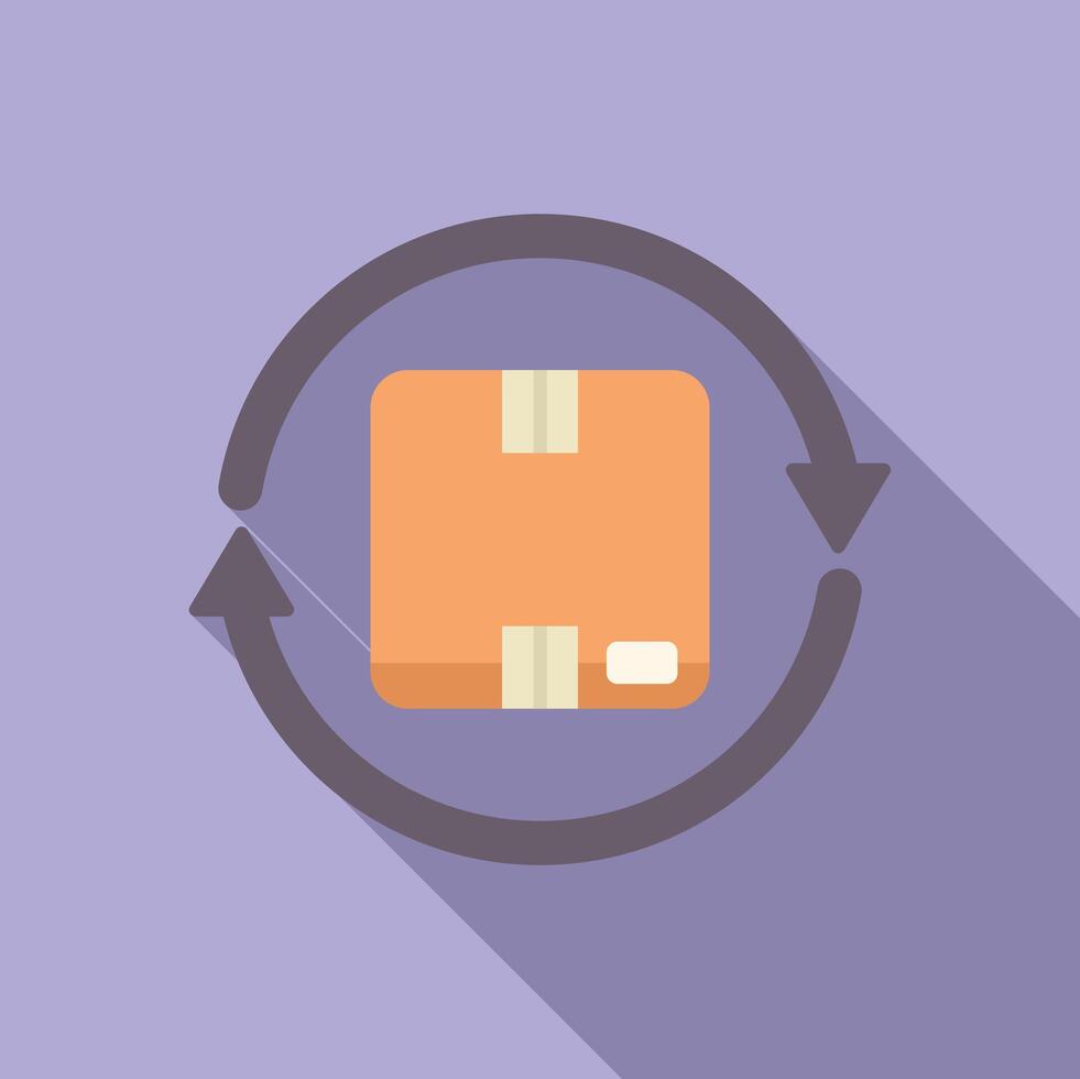 Cardboard box rotating inside arrows signalling return procedure vector