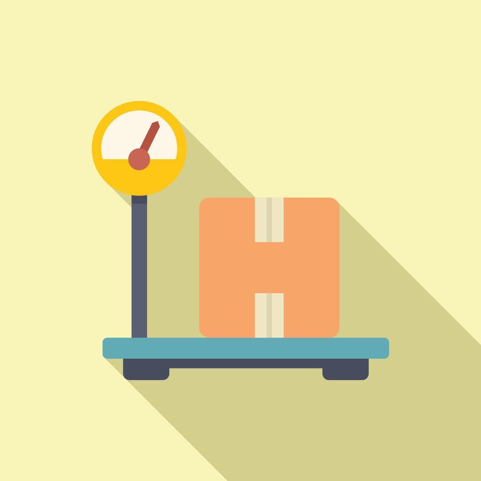 Industrial scale weighing single cardboard box on platform vector