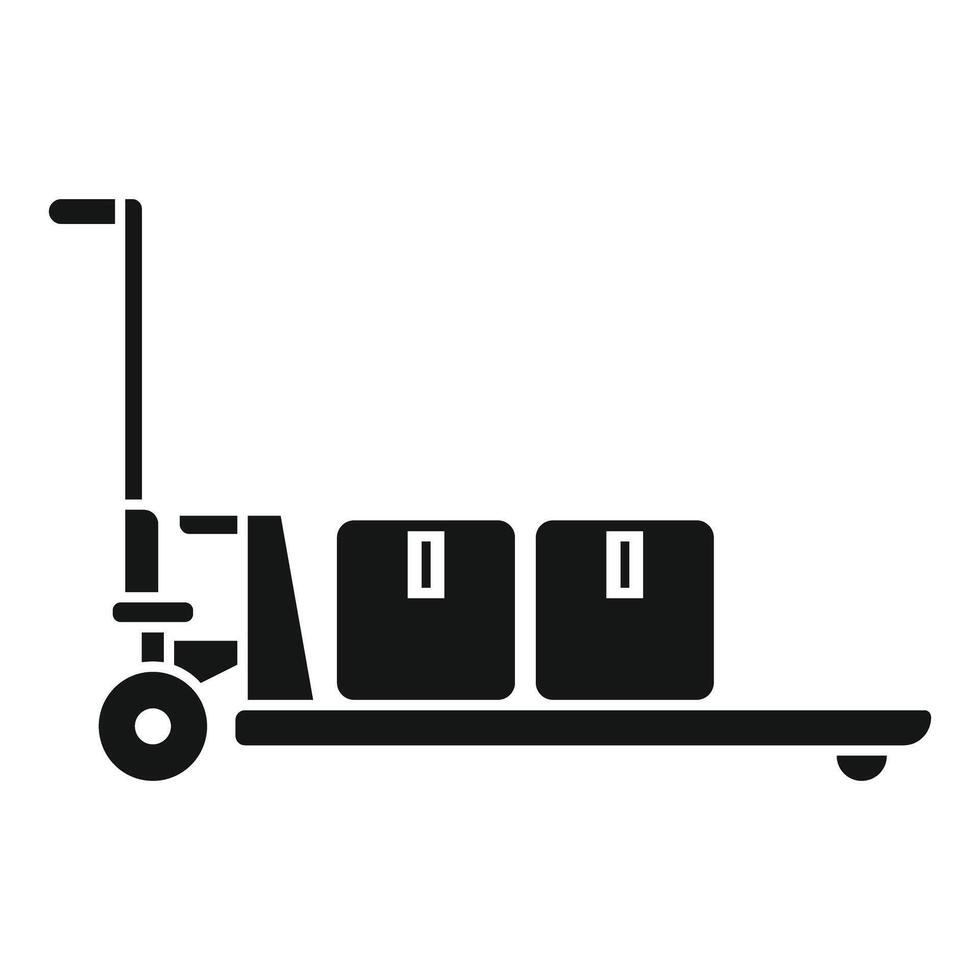 Warehouse hand truck carrying boxes icon vector