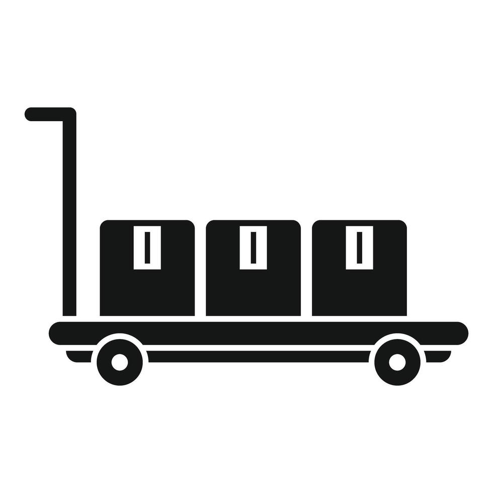 Warehouse trolley transporting three cardboard boxes icon vector