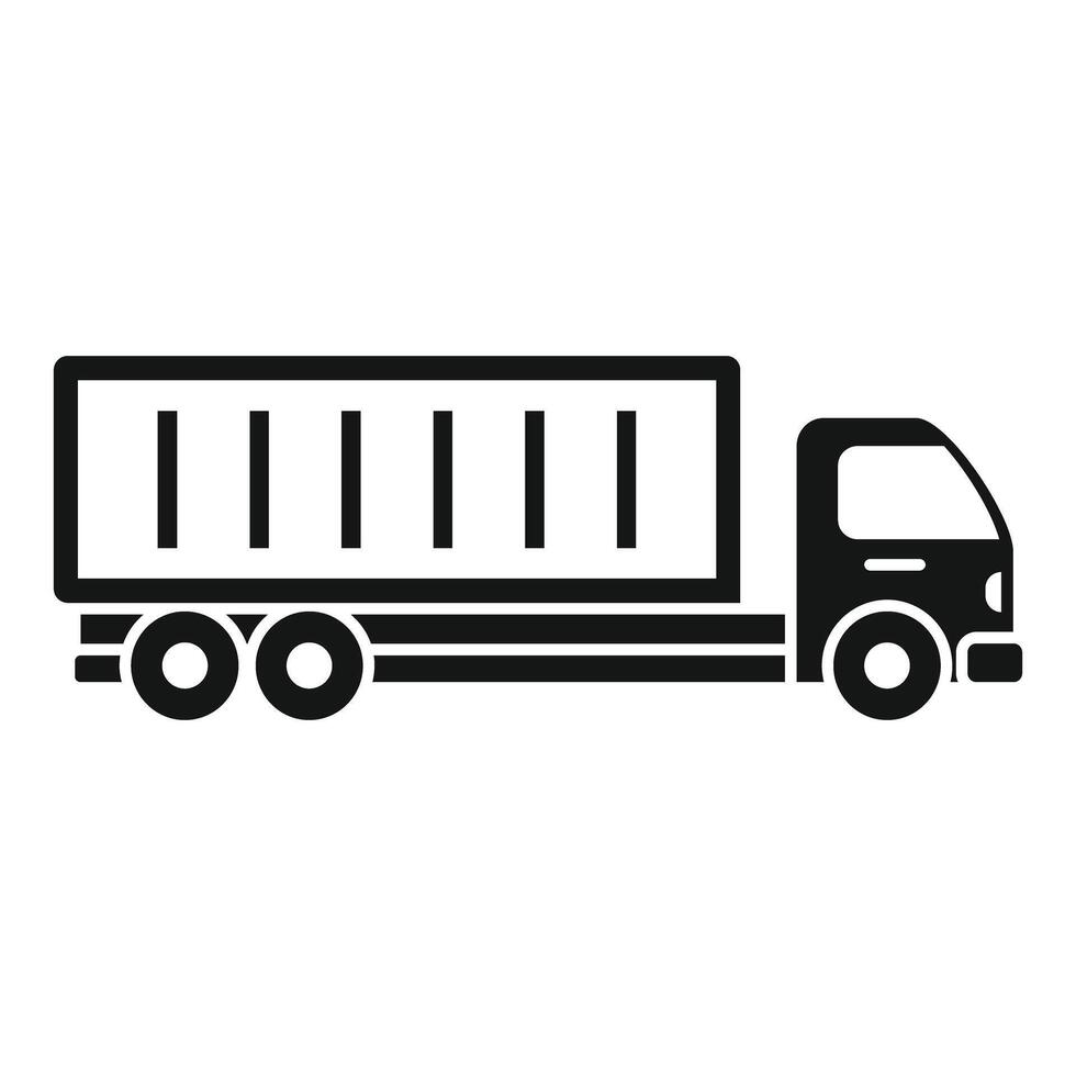 Simple icon of a delivery truck transporting a cargo container vector