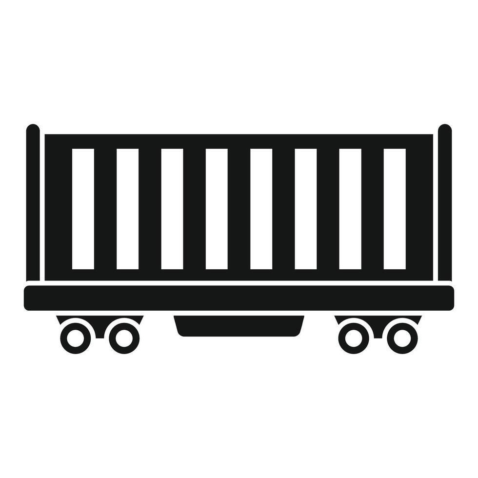 Train wagon carrying cargo container icon simple style vector