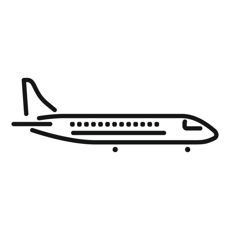 Big airplane taking off from airport runway side view vector