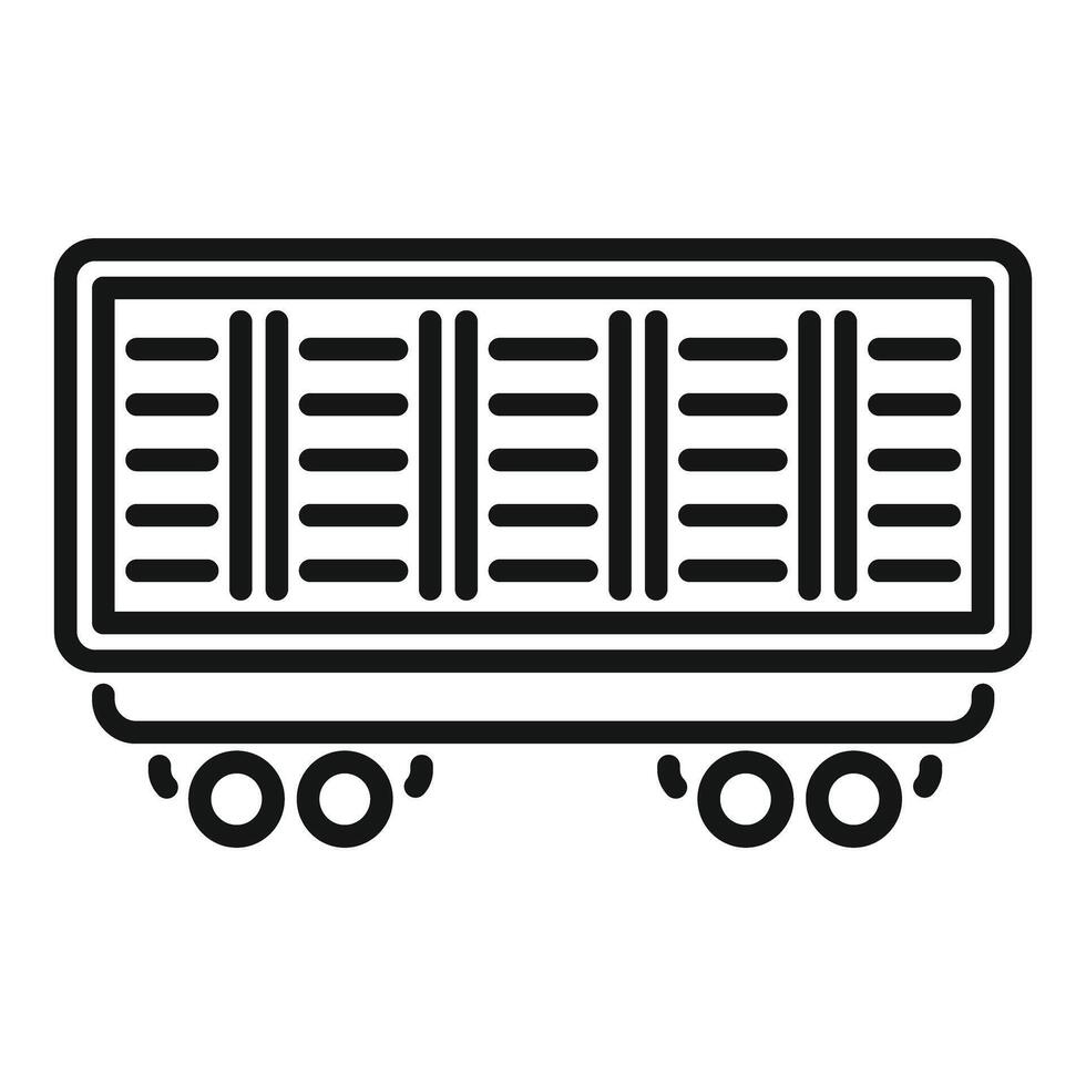 Train wagon delivering cargo on railway track icon vector