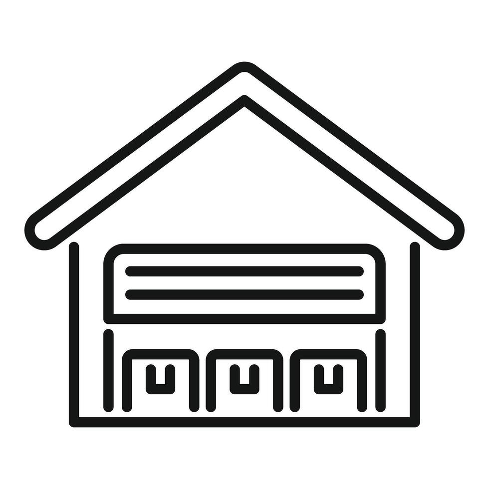 Warehouse building storing goods with closed roller door icon vector