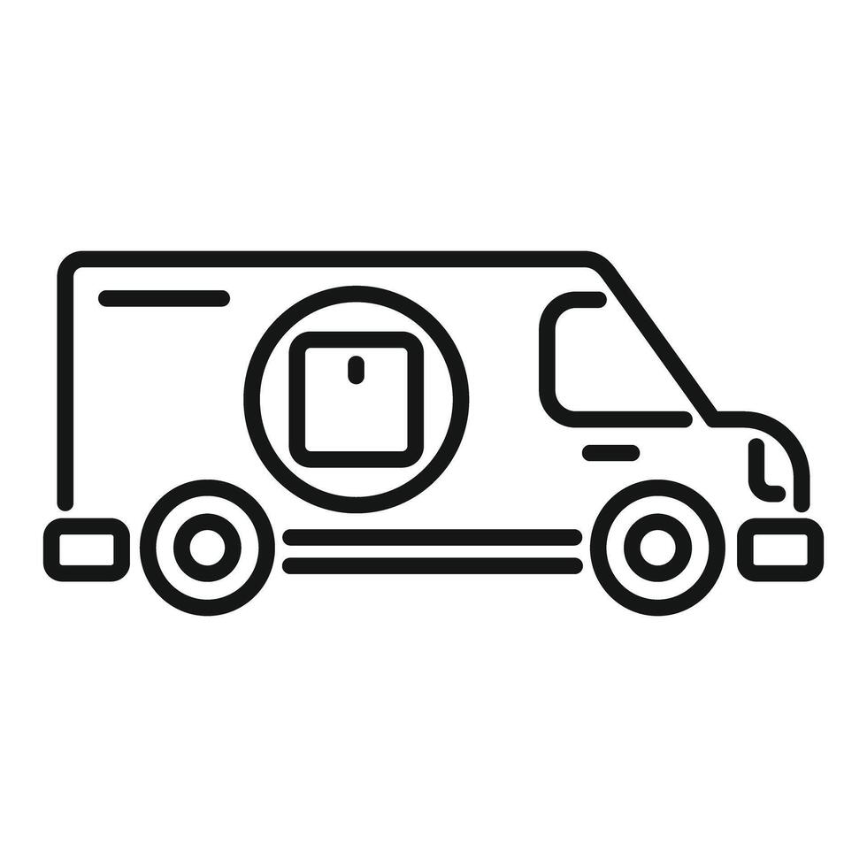 Delivery van delivering a package icon representing logistics and transportation vector