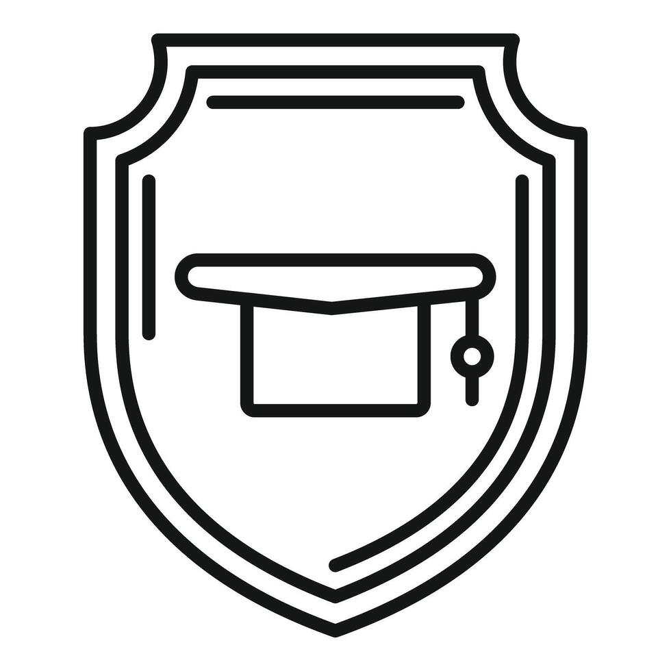 Graduation cap symbolising knowledge protection with shield shape vector