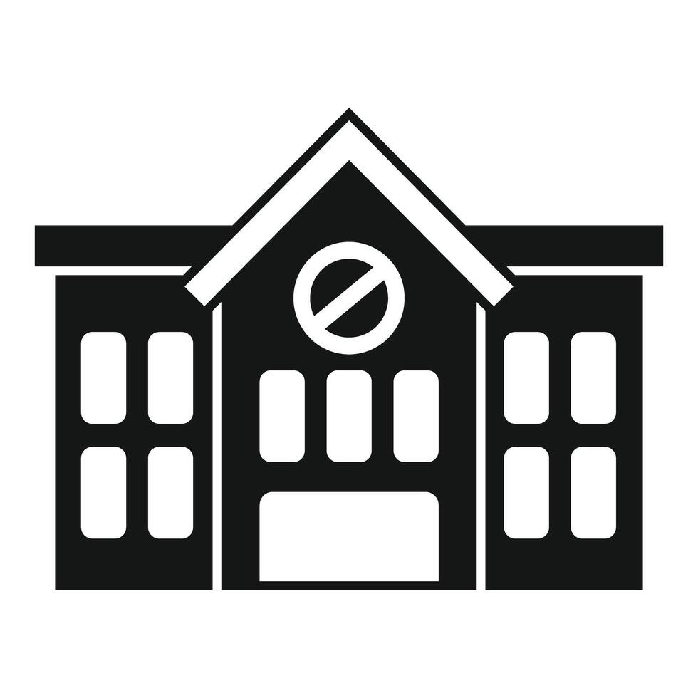 School building with stop sign icon showing closed educational institution vector