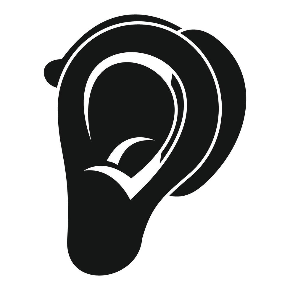 Human ear listening sound wave simple icon vector