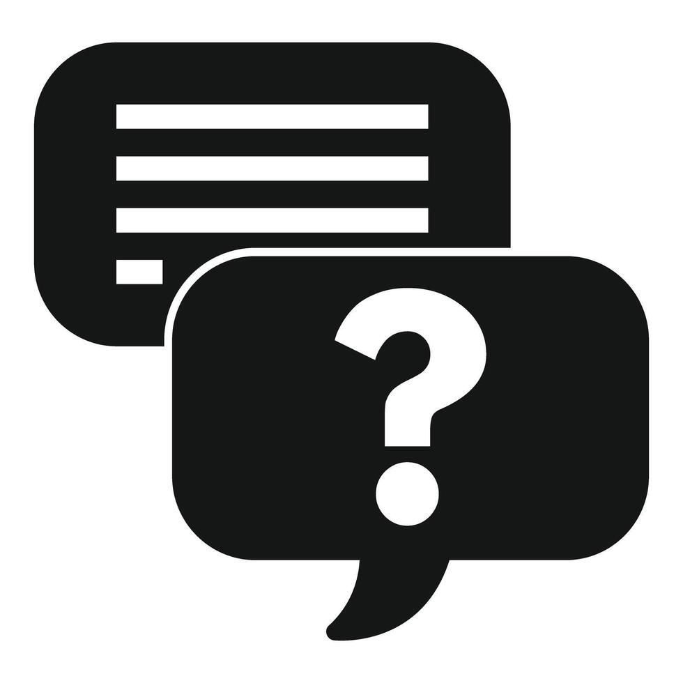 Black question mark speech bubble answering a message icon vector