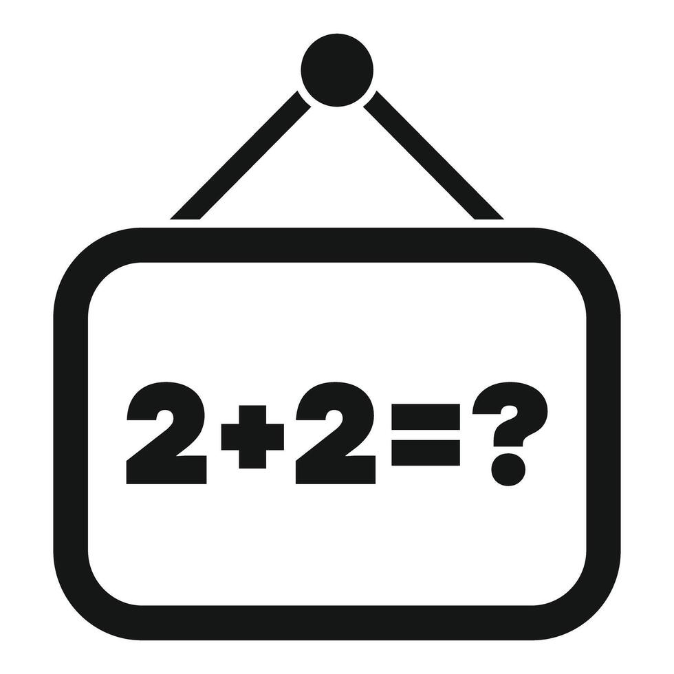 Hanging sign asking two plus two equals what vector