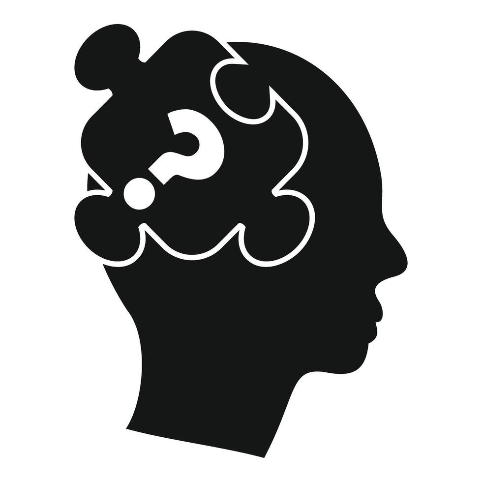 Human head silhouette with question mark puzzle thinking concept vector