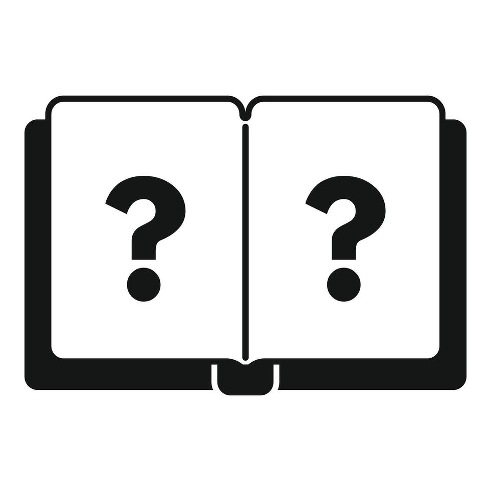 Open book icon with question marks asking for answers vector