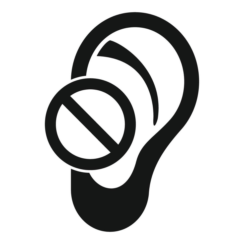 Human ear with hearing problem represented by crossed out icon vector