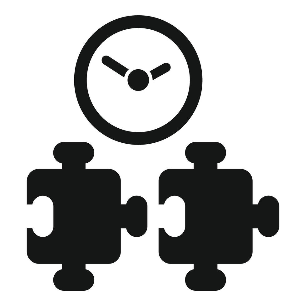 Clock managing time completing puzzle pieces teamwork concept vector
