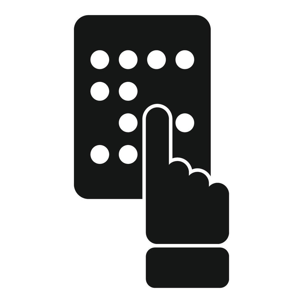 Blind person reading braille text with finger vector