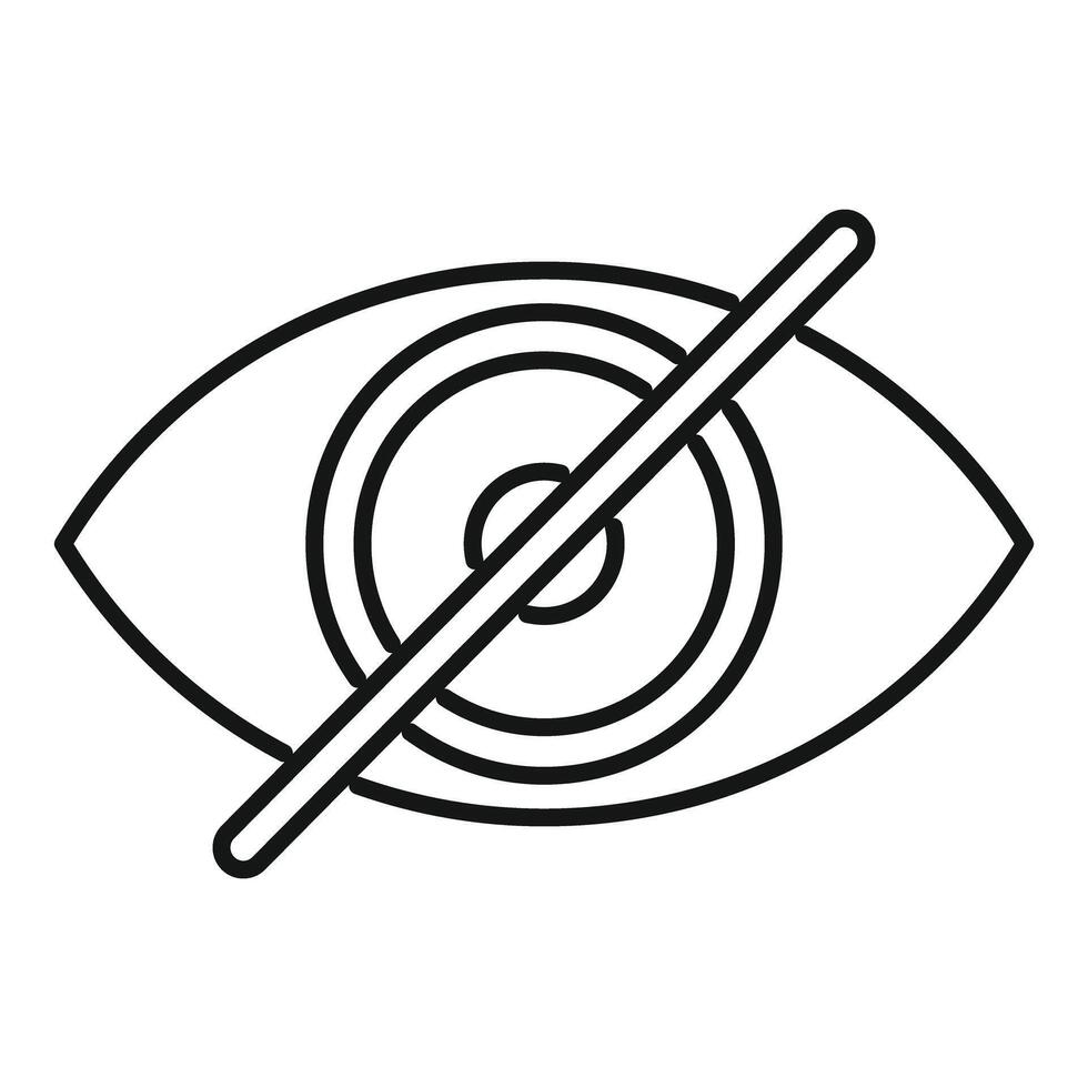 Crossed out eye showing concept of blindness vector