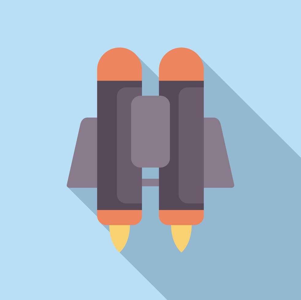 Jetpack with burning engines is flying forward vector