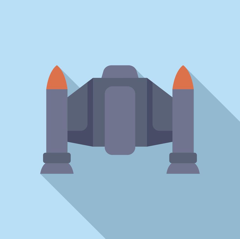 Futuristic spaceship floating in space with long shadow vector