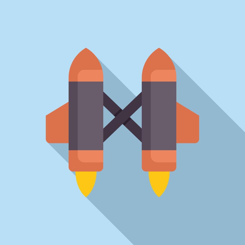 Space rocket booster system launching to space with fire vector
