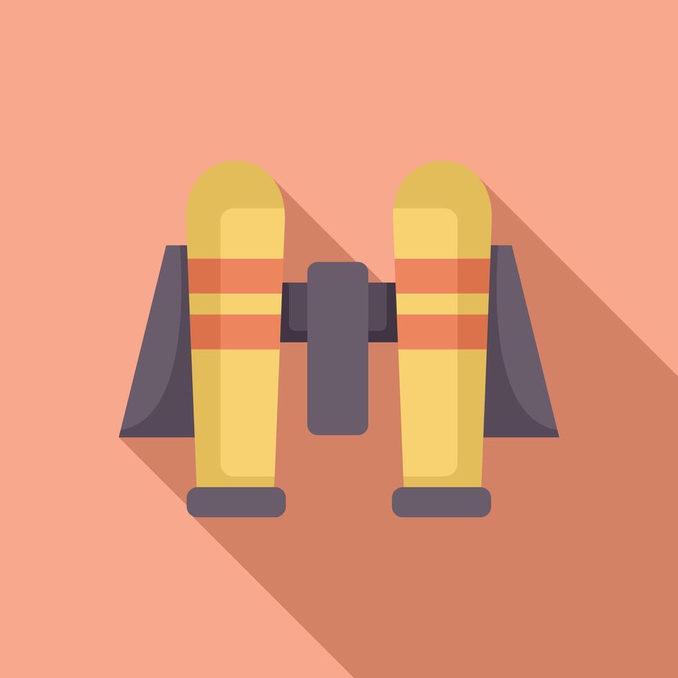 Yellow binoculars with a long shadow on a pink background vector