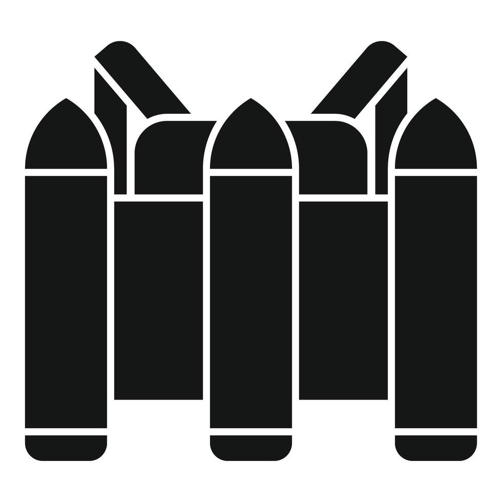 Black glyph icon of ammunition representing war and military vector
