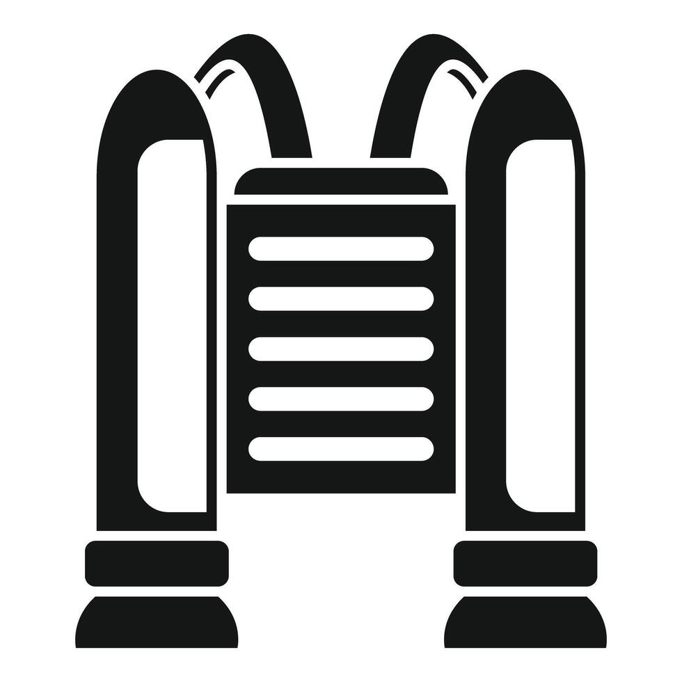 Modern building with columns and water fountain icon, simple style vector