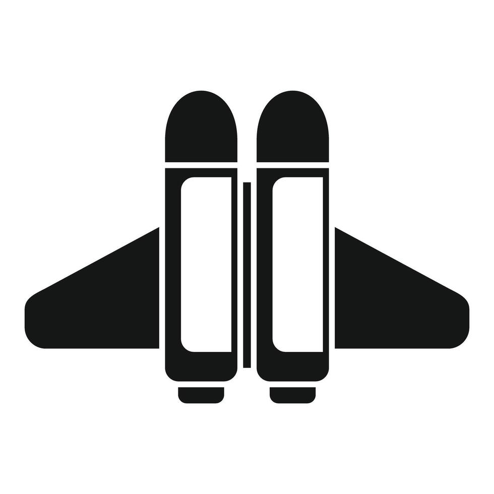 Airplane with two engines is taking off icon, simple style vector