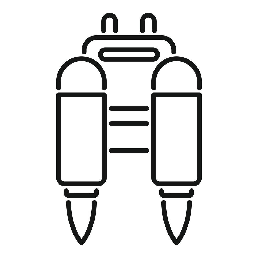Jetpack with two turbines for flying in outline style vector