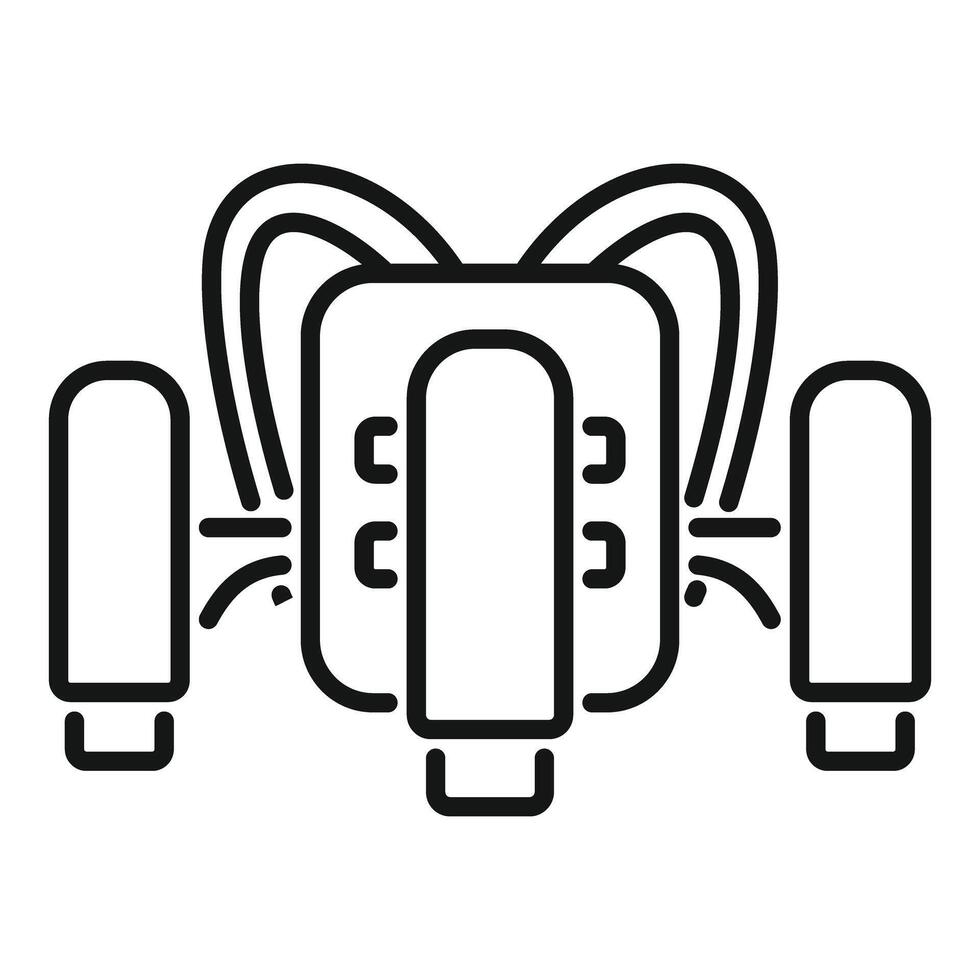 Drone delivering package using navigation system icon vector