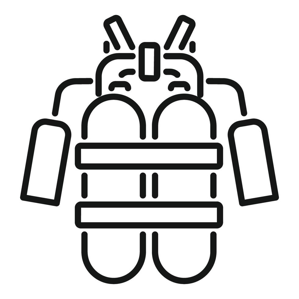 Scuba diving equipment with oxygen tanks and harness for underwater exploration vector