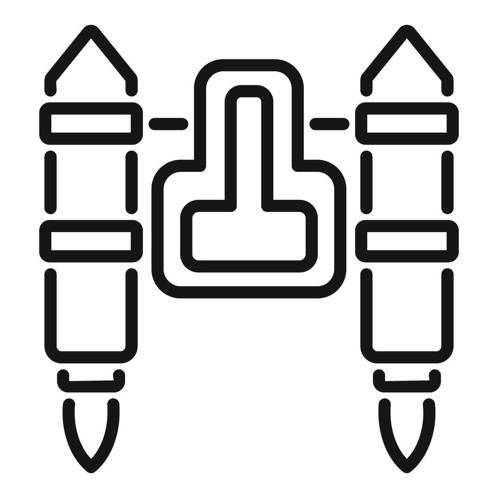 Two missiles launching from silo platform line icon, military concept vector