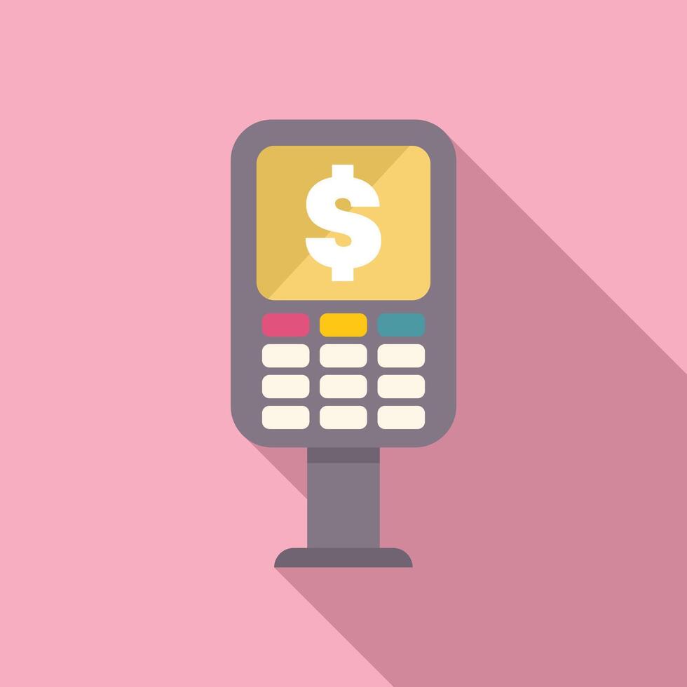 Payment terminal showing dollar sign on pink background vector