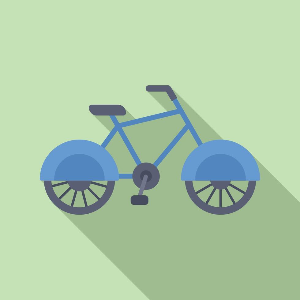 Blue bicycle with mudguards standing on green background vector