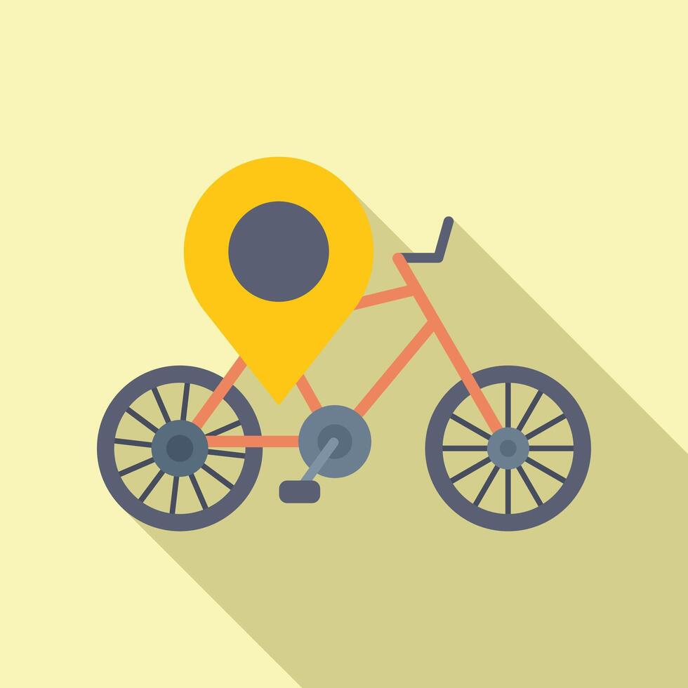 City bike sharing app showing location pin with bicycle for urban commuting vector