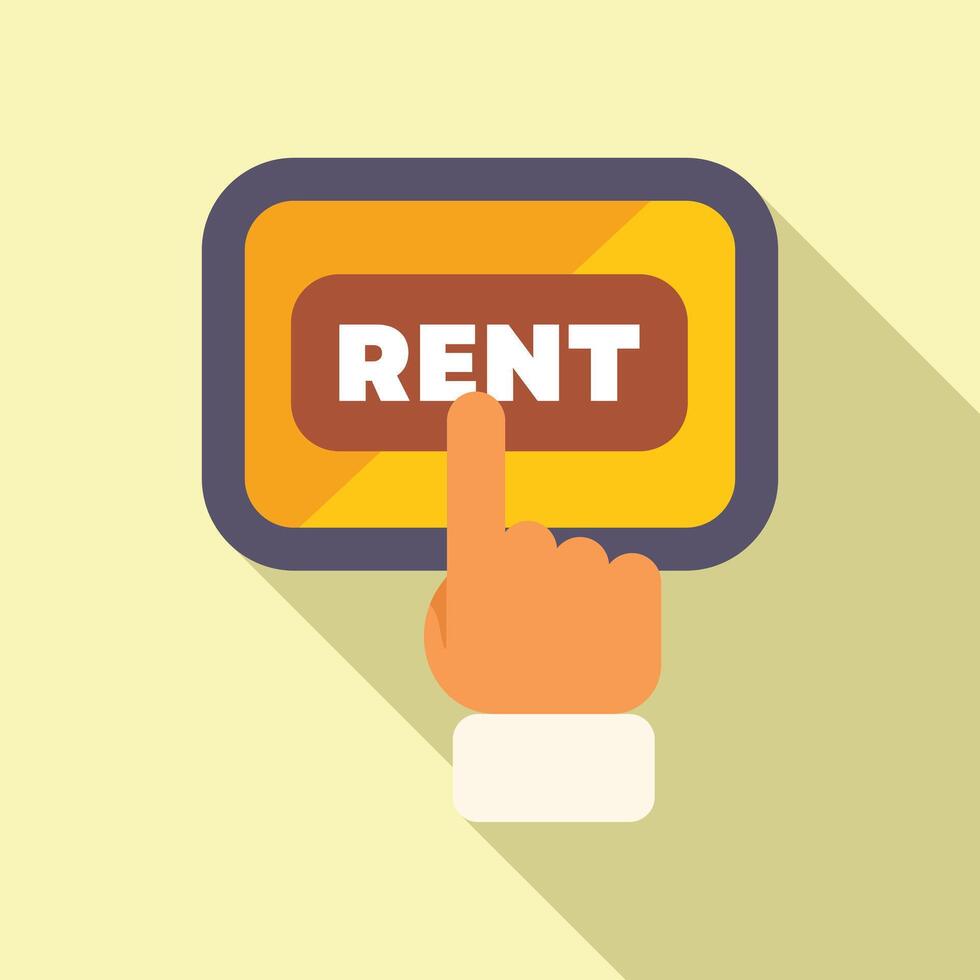 Businessman touching rent button on digital tablet vector