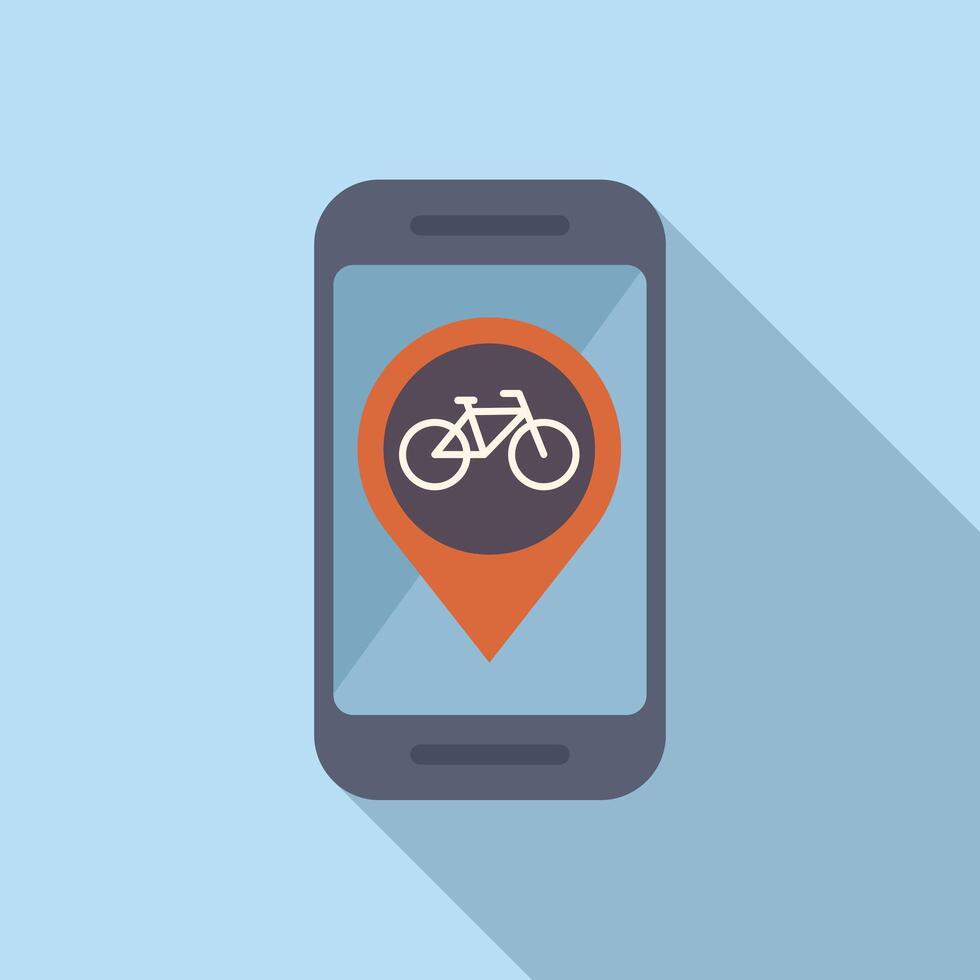 Smartphone showing bike sharing app with location pin vector