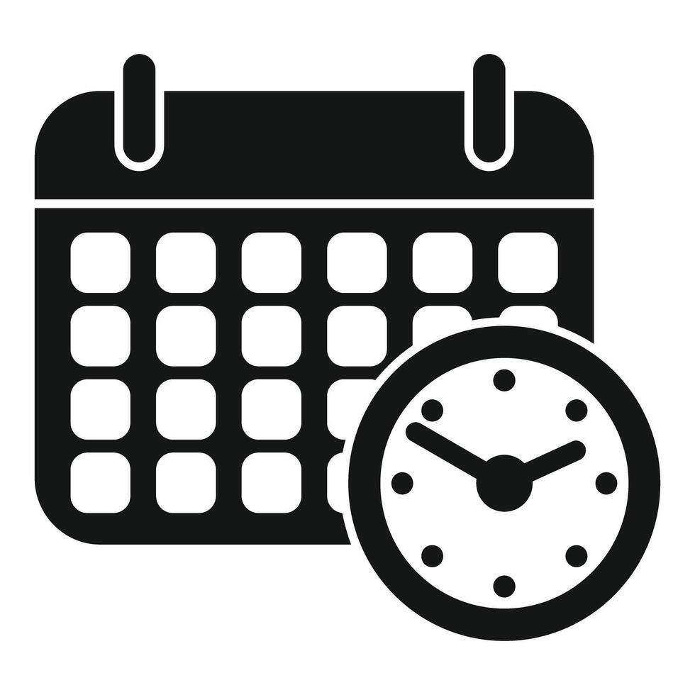 Clock showing deadline on calendar icon showing appointment vector