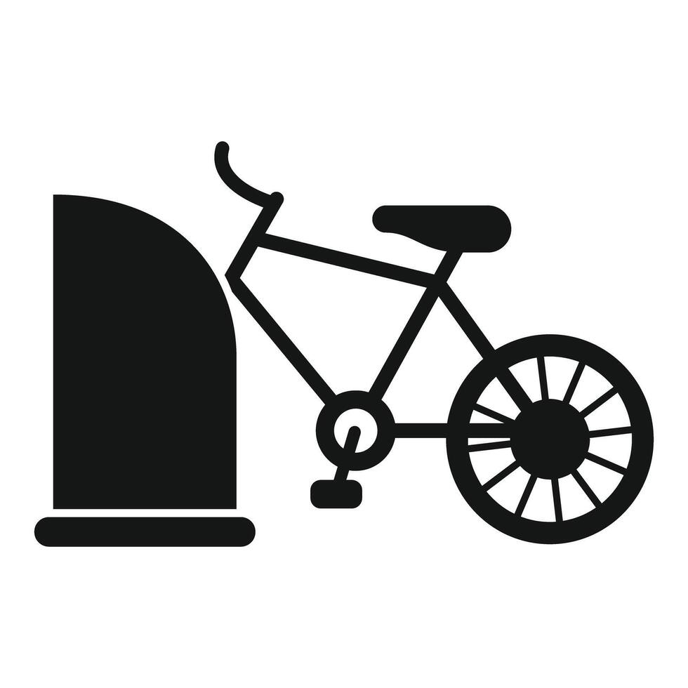 Bicycle leaning on a concrete wall parking icon vector