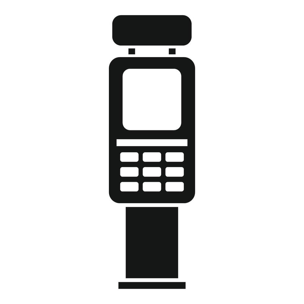 Payment terminal standing on the base with blank screen displaying pos icon in glyph style vector