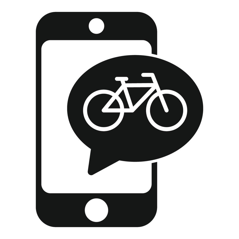 Smartphone showing bicycle icon in speech bubble for bike sharing app vector