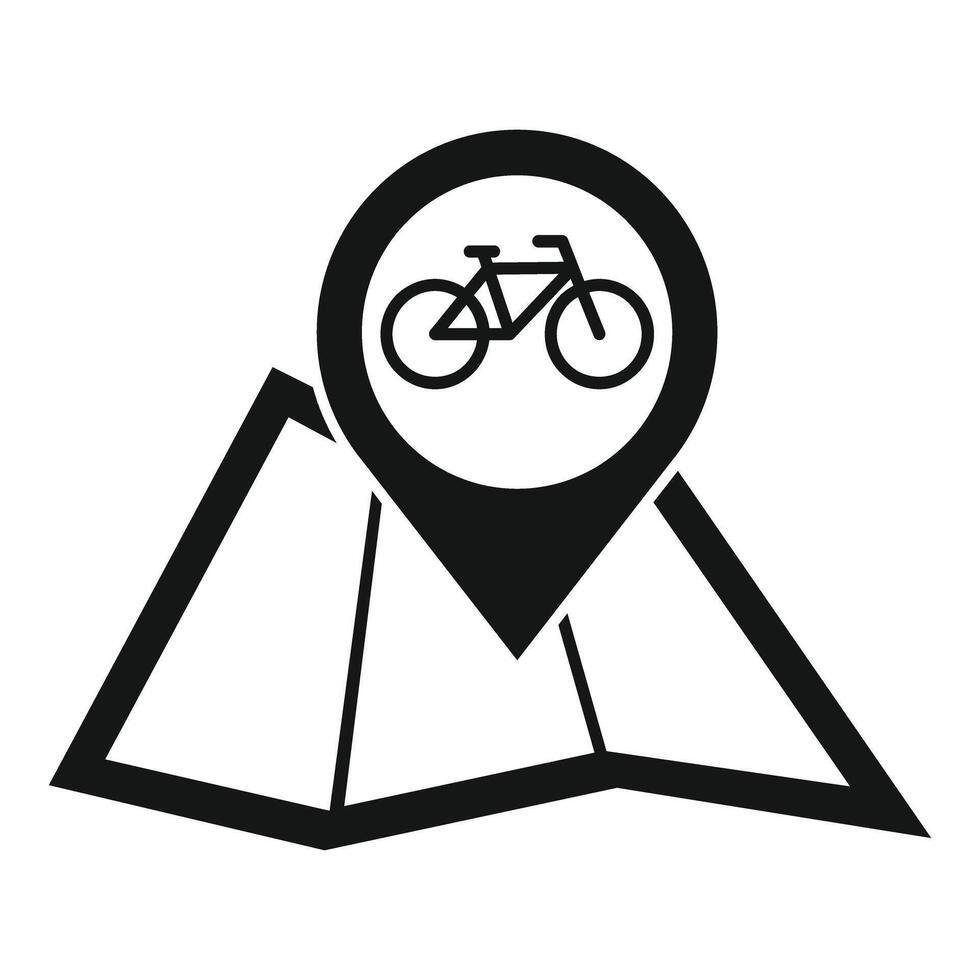 Pin pointing bike location on folded paper map vector