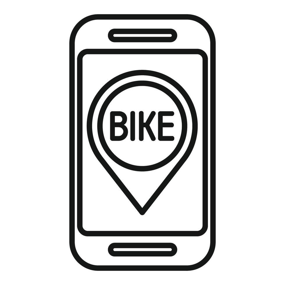 Smartphone showing location of bike sharing point icon vector