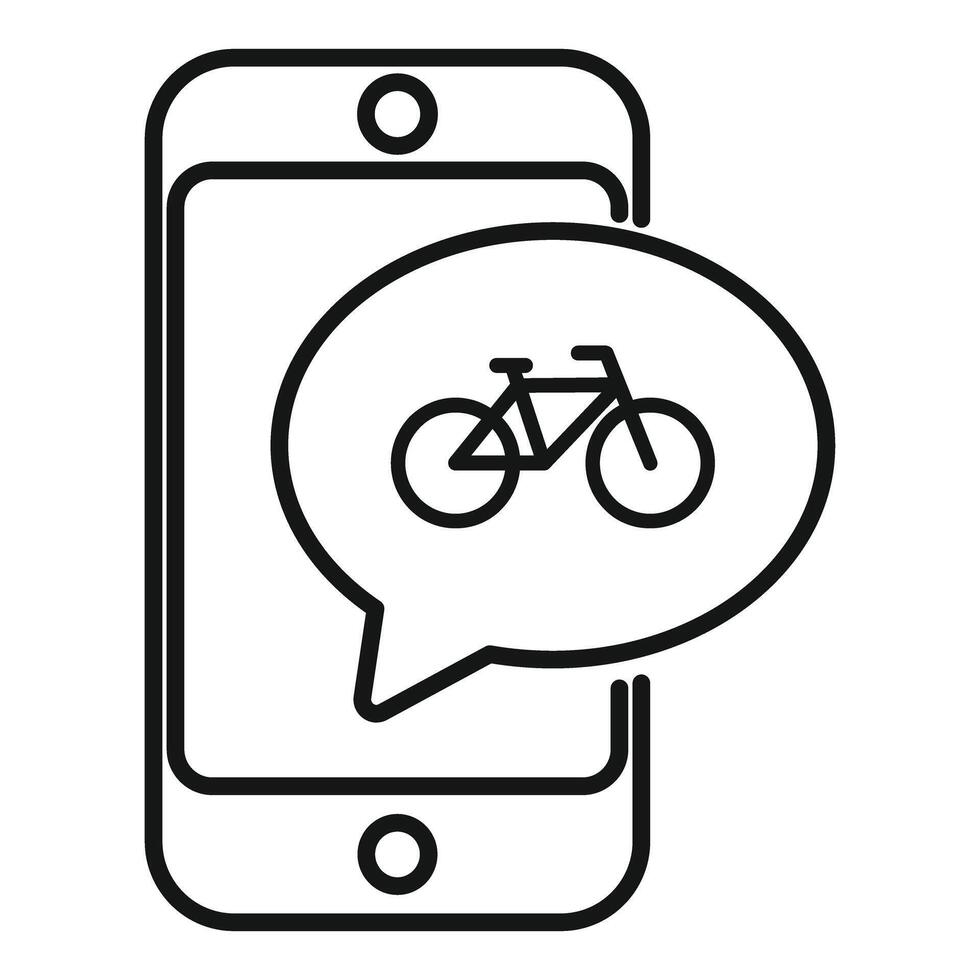 Mobile app for bike sharing service with bicycle symbol in speech bubble vector