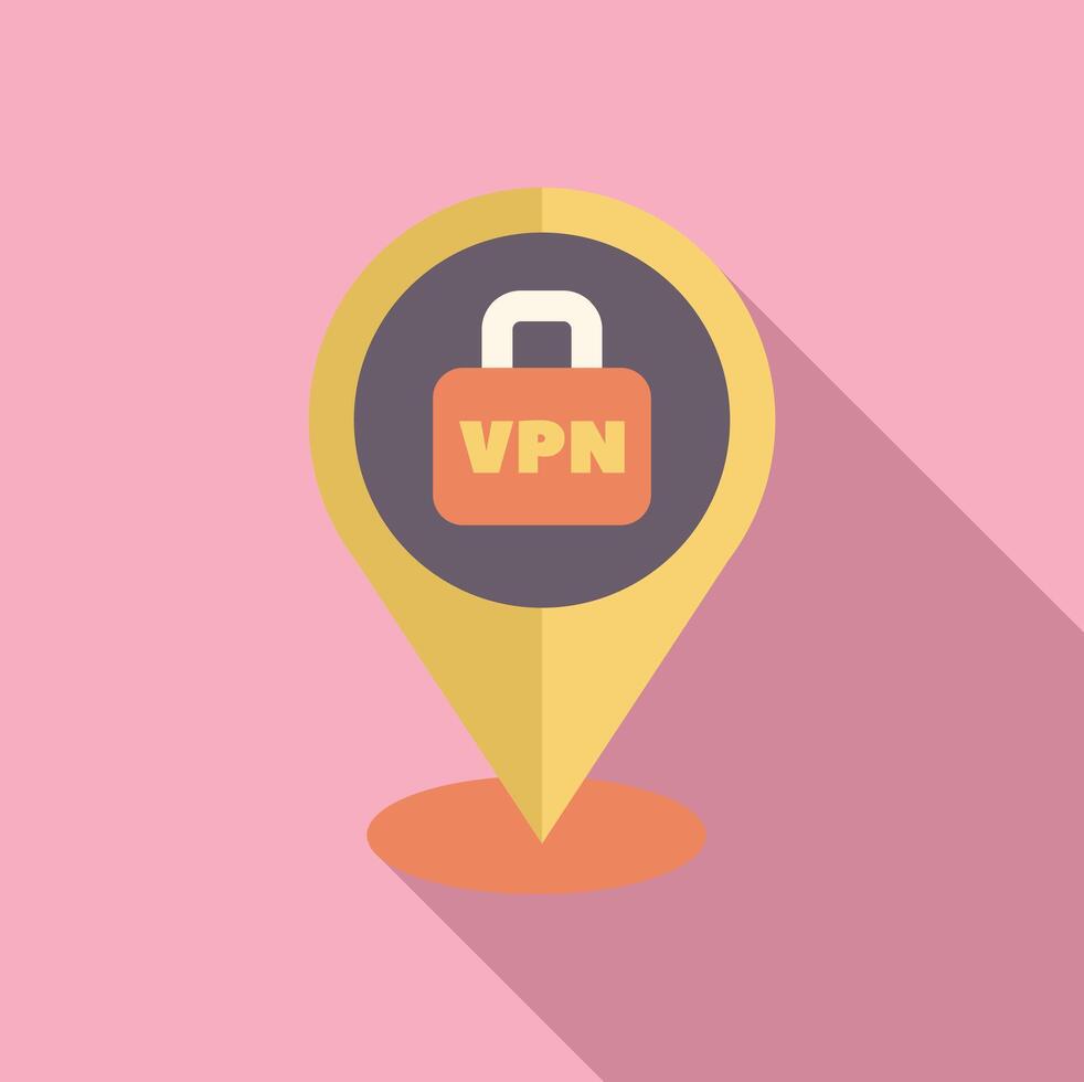 Location pin pointing vpn lock symbolising secure connection vector